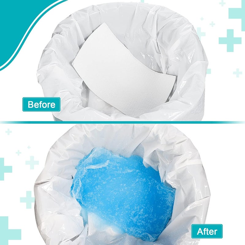 OUMEE 40 Count Absorbent Commode Pads for Bedside Commode Bucket, Commode Liners Pads with Absorbent Gel, Potty Liner Pads for Adults Portable Toilet Bags Bedpans - Image 5